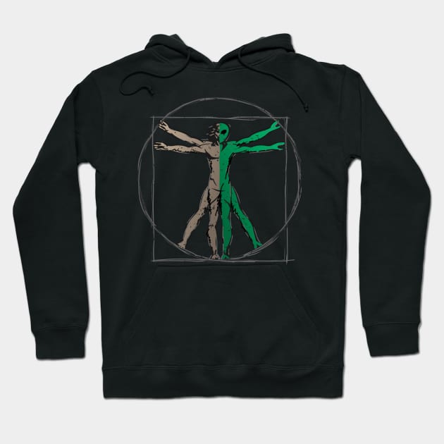 Da Vinci Alien Vitruvian Man Hoodie by hobrath